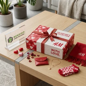 Red Heart Pattern Gift Box with Ribbon, Suitable for Valentine’s Day or Gift Packaging