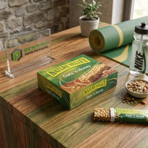 Caixa de Papel Retangular Verde com Design de Alimentos Impresso, Soluções de Embalagem Personalizadas