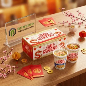 Red and White Paper Box with Dragon Pattern, Suitable for Food Packaging, Custom Design Available