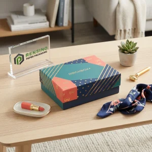 Scatola di Carta Regalo Multicolore con Motivo Stampato e Logo, Adatta per Regalo, Imballaggio al Dettaglio o Alimentare, Design Personalizzato Disponibile