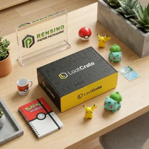 Caja de embalaje de papel amarilla y negra con patrón de Pokémon, adecuada para regalos, venta al por menor, alimentos o embalaje de juguetes, diseño personalizado disponible