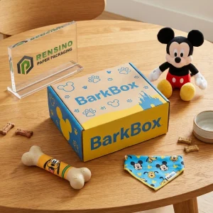Blaue und gelbe Pappbox mit Mickey-Maus-Muster, geeignet für Geschenk-, Einzelhandels- oder Lebensmittelverpackung, OEM/ODM-Service verfügbar