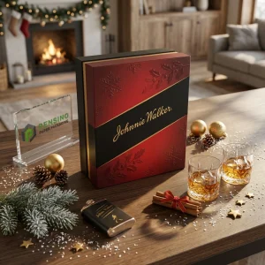 Scatola regalo rossa e nera con motivo di agrifoglio e fiocchi di neve, adatta per confezioni regalo, vendita al dettaglio, alimenti, cosmetici o gioielli, servizio OEM/ODM disponibile