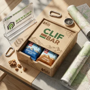 Boîte cadeau en bois avec motif de montagne et de sentier, adaptée pour l'emballage de collations ou la vente au détail, service OEM/ODM