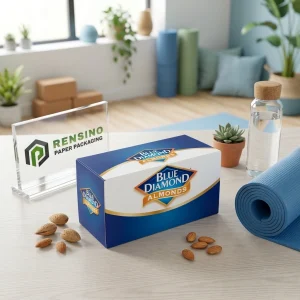Blaue Karton-Geschenkbox mit Logo, geeignet für Snacks oder Einzelhandelspräsentation