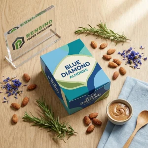 Blaue Diamant-Mandeln-Pappbox, geeignet für Geschenk- oder Einzelhandelsverpackungen, individuelles Design verfügbar