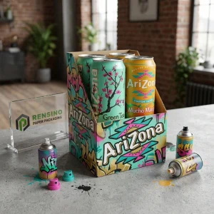 Tubo de papel colorido con patrón de graffiti, adecuado para embalaje de bebidas o venta al por menor, diseño personalizado disponible