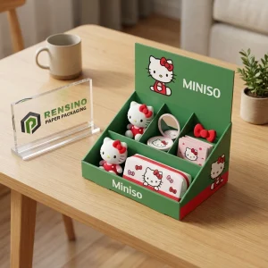 Caixa de presente de papel verde com design da Hello Kitty, adequada para embalagem de cosméticos, joias ou presentes