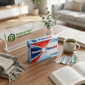 Boîte d'emballage en papier imprimé avec une marque claire et un motif pharmaceutique, adaptée à l'emballage cadeau, alimentaire ou de vente au détail, service OEM/ODM disponible