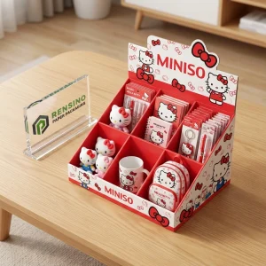 Scatola Espositiva Rossa e Bianca con Motivo Cartone, Stampa Logo Personalizzata Disponibile