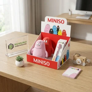Red Paper Gift Box with Cartoon Character Plush Toys, Suitable for Retail and Gift Packaging