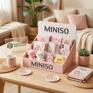 Scatola Regalo di Carta Rosa con Motivo di Coniglio, Adatta per Regali, Vendita al Dettaglio o Esposizione, Personalizzabile dalla Nostra Linea di Produzione Automatica