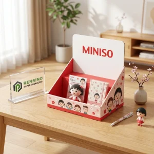 Red Paper Gift Box with Child Character and Floral Pattern, Suitable for Retail or Gift Packaging