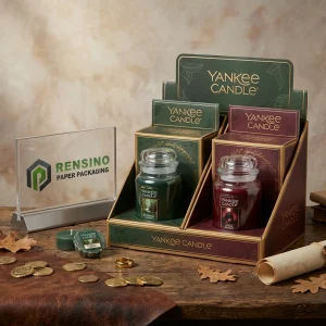 Tarro de vela de vidrio con empaquetado decorativo, adecuado para regalos y exhibición en tiendas
