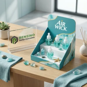 Blauer gestufter Display-Box mit Marmor-Muster, benutzerdefinierte Logo-Druck verfügbar