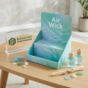 Scatola Espositiva in Carta Blu con Motivo Onde Oceaniche, Adatta per Presentazione al Dettaglio o Regalo, Personalizzazione Affidabile da Fabbrica
