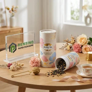 Printed Floral Pattern Paper Tea Packaging Tube, Suitable for Gift or Food Use, Custom Design Available