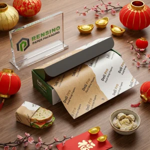 Carta da imballaggio per alimenti verde e bianca con branding Deli Pro, adatta per imballaggio di alimenti, servizio OEM/ODM disponibile