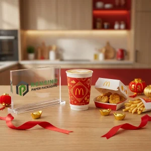 Red and White Disposable Paper Cups with McDonald’s Logo and Printed Design, OEM/ODM Service Available
