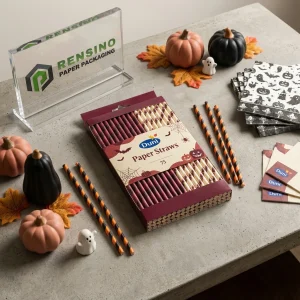 Bedruckte Papierstrohhalme mit Halloween-Themen in buntem Design für Getränke, OEM/ODM-Service verfügbar