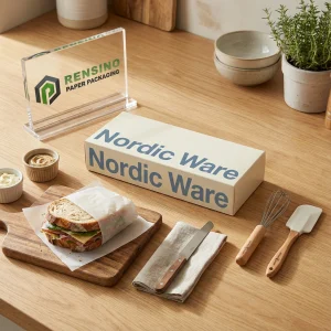 Carta Cerata Bianca con Testo e Logo Stampati, Adatta per Imballaggio Alimentare, Design Personalizzato Disponibile
