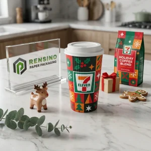 Bedruckter Pappbecher mit weihnachtlichem Design, geeignet für Kaffee- oder Getränkepackaging, OEM/ODM-Service verfügbar