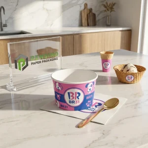 Pink and Blue Paper Cup with Printed Logo and Pattern, Suitable for Food or Retail Packaging, OEM/ODM Service Available