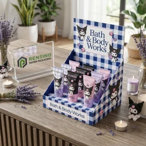 Blau karierte Papier-Geschenkdose mit Cartoon-Charakteren für Kosmetik oder Geschenkverpackungen