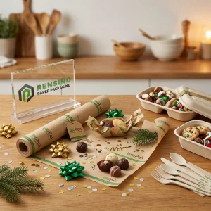 Carta Kraft per imballaggio alimentare con logo stampato e motivo decorativo, adatta per imballaggio alimentare o al dettaglio, servizio OEM/ODM disponibile