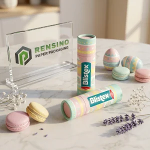 Pastel Colored Paper Lip Balm Tube Packaging with Easter Egg Pattern, Suitable for Cosmetic or Gift Use, Custom Design Available