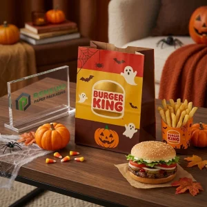 Sacola de Papel Temática de Halloween com Logo do Burger King, Impressão Personalizada Disponível