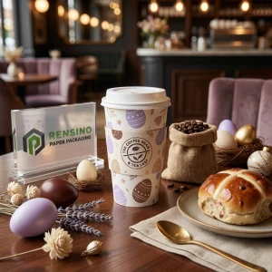 Tazza di caffè di carta con motivo di uovo di Pasqua, design personalizzato disponibile