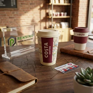 Tazza di Caffè di Carta con Coperchio, Personalizzabile per Bevande Calde, Adatta per Caffè e Vendita al Dettaglio, Rensing Paper Packaging Factory