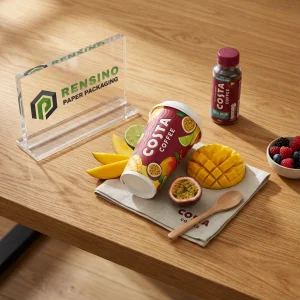Bicchiere di Carta Colorato con Motivo Fruttato, Adatto per Confezioni Alimentari, Design Personalizzato Disponibile