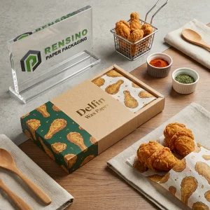 Papier ciré imprimé avec motif de pilon de poulet, adapté pour l'emballage alimentaire ou de cadeaux, service OEM/ODM disponible