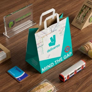 Borsa di carta turchese con manico e logo stampato, adatta per imballaggio di regali, al dettaglio, alimenti o cosmetici, design personalizzato disponibile