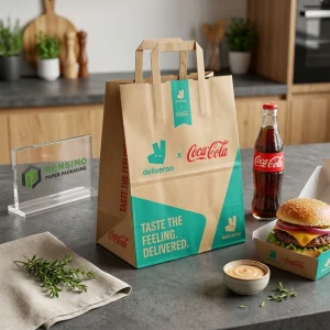 Sacola de Papel Kraft com Logotipos e Texto Impressos, Adequada para Embalagem de Alimentos, Personalizável com Serviço OEM/ODM