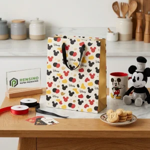 Sacchetto di carta multicolore Disney con motivo di Topolino, adatto per confezioni regalo o al dettaglio, stampa logo personalizzata disponibile