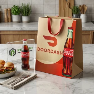 Sacola de Papel Kraft com Logotipo da Coca-Cola e Impressão de Garrafa, Adequada para Presentes, Alimentos ou Embalagens de Varejo, Serviço OEM/ODM Disponível