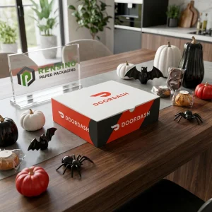 Упаковочная коробка одноразового использования DoorDash красного и черного цвета с напечатанным текстом, подходит для упаковки продуктов, доступен индивидуальный дизайн