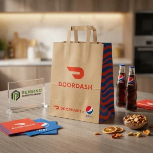 Sacola de Papel Kraft com Logotipo e Padrão Impressos, Adequada para Varejo ou Embalagem de Presentes, Serviço OEM/ODM Disponível