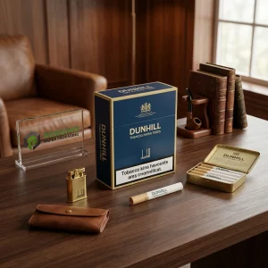 Emballage en tube en papier bleu avec logo Dunhill imprimé et motif de tabac, adapté pour un cadeau, le commerce de détail ou l'emballage alimentaire, service OEM/ODM disponible