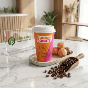 Vaso de papel colorido con logo, adecuado para café y bebidas, personalizable para promoción de marca