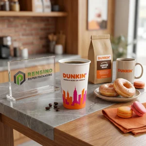 Gobelet en papier avec impression de la ligne d'horizon de la ville, adapté pour le café et les boissons, design personnalisé disponible