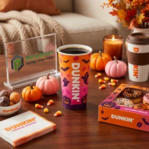 Tazza di Carta Colorata con Motivo di Halloween, Adatta per Caffè o Bevande, Stampa Personalizzata Disponibile