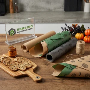Carta da imballaggio per alimenti in kraft a tema Halloween con motivo decorativo stampato, adatta per confezioni alimentari o al dettaglio, servizio OEM/ODM disponibile