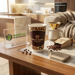 Gobelet en papier avec logo, adapté pour les boissons et le commerce de détail, design personnalisé disponible