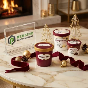 Imballaggio in Carta Stampata con Contenitori per Gelato ed Elementi Decorativi per Imballaggio Alimentare, Stampa Logo Personalizzata Disponibile
