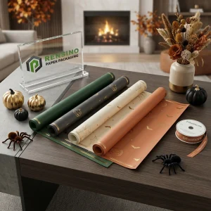Assorted Floral Wrapping Paper Rolls with Halloween and Autumn Themes, Suitable for Flower or Gift Packaging, OEM/ODM Service Available