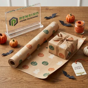 Carta da imballaggio kraft con motivo di Halloween, adatta per regali, vendita al dettaglio o imballaggio alimentare, design personalizzato disponibile